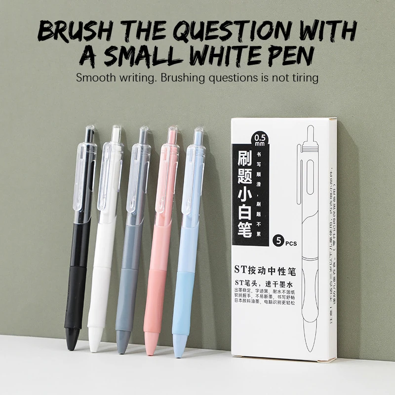 5/10Pcs Creative Pressing Gel Pen Kawaii Quick-drying Pen Smooth Writing Neutral Pens School Supplies Student Stationery