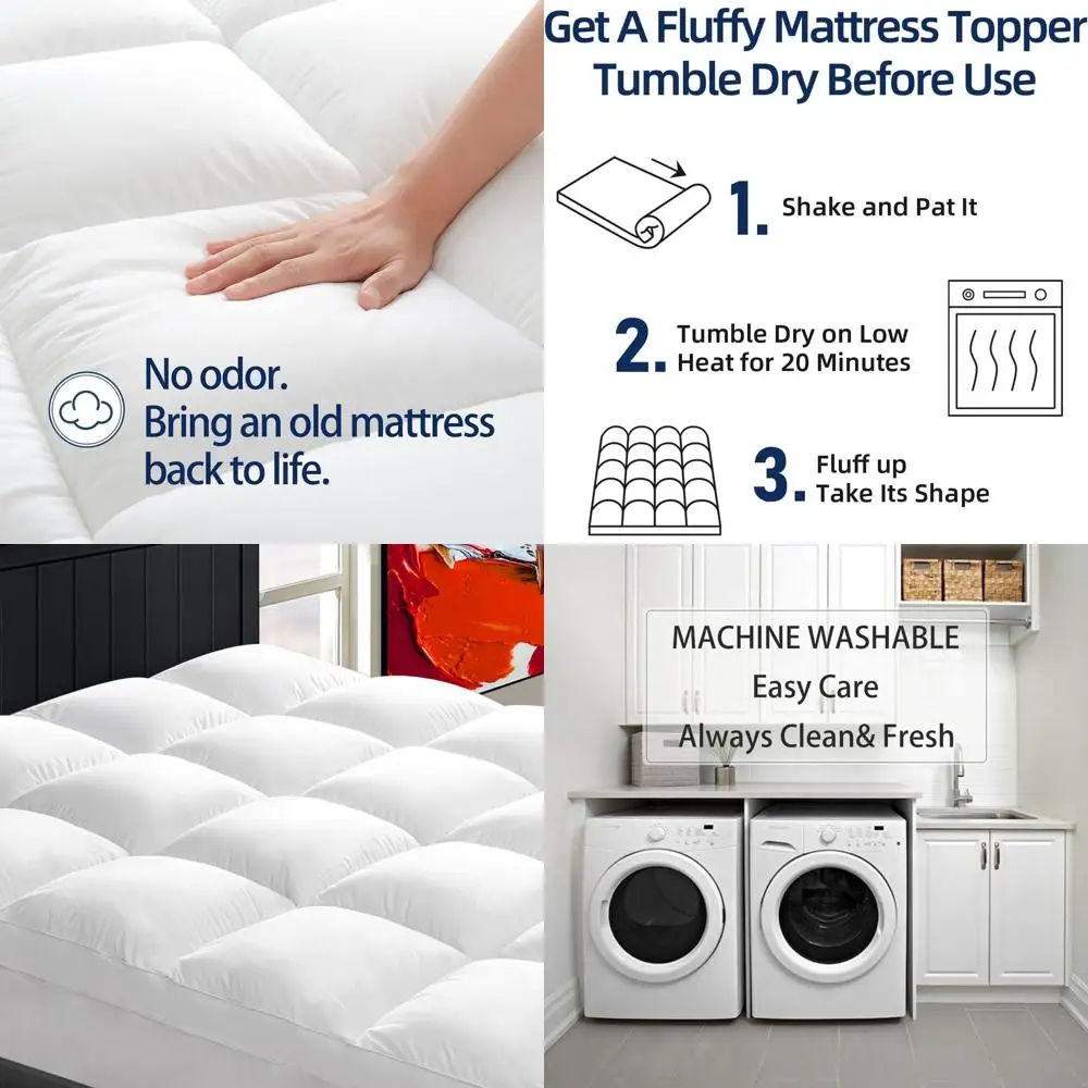 

Толстый плюшевый наматрасник с подушкой для полного размера, белый, 54x75+20 с глубоким карманом