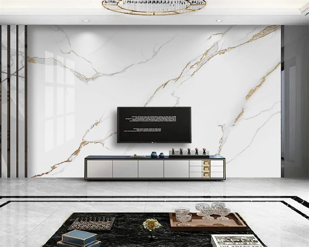 beibehang Customized papel de parede modern new gold foil simple marble pattern jazz white slab TV background wallpaper
