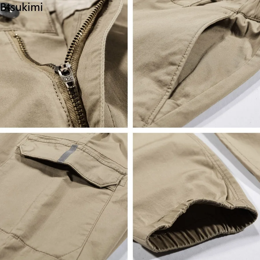 2025 New Cotton Men Cargo Pants Casual Men Tactical Joggers Cargo Multi-Pocket Fashions Solid Outdoor Mountaineering Trousers
