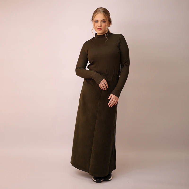 Winter Women's Casual Daily Clothing Set Mock Neck Shirt And Maxi Skirt Mix & Match Sizes XS-3XL