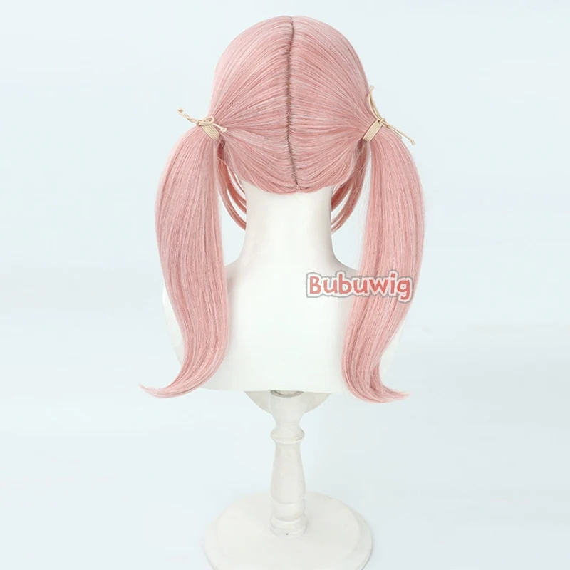 Bubuwig rambut sintetis, Wig Cosplay shimoo Kohara warna biru arsip, Wig Shimoe Kohara 50cm panjang Lurus merah muda tahan panas