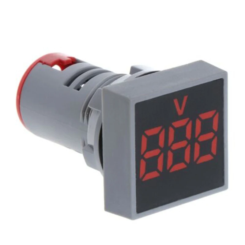 22mm Ac 12-500v Voltmeter Square Panel Led Digital Voltage Meter Indicator Light Red