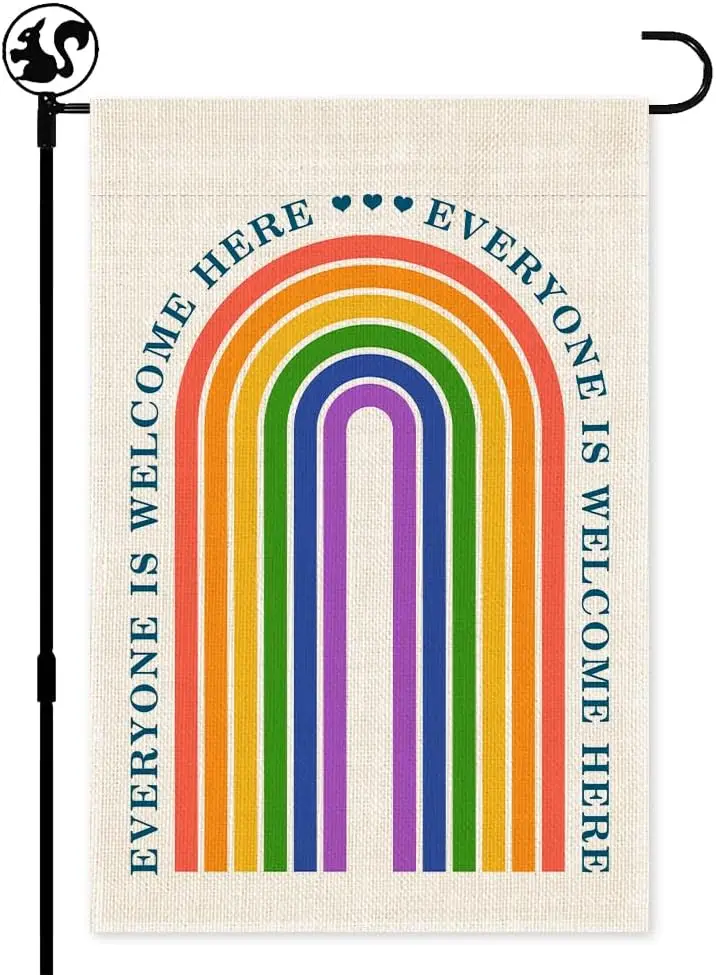 Everyone Is Welcome Here Garden Flag, Double Sided Rainbow Outdoor Decor Yard Flag Gifts, Equality Diversity Flag, Subtle Pr yyi