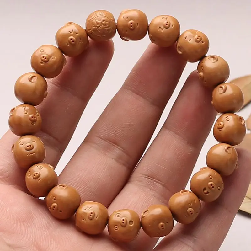 Monkey Peach Pit Carved Cute Fun Crafts Lucky Beads Birthday Bracelet