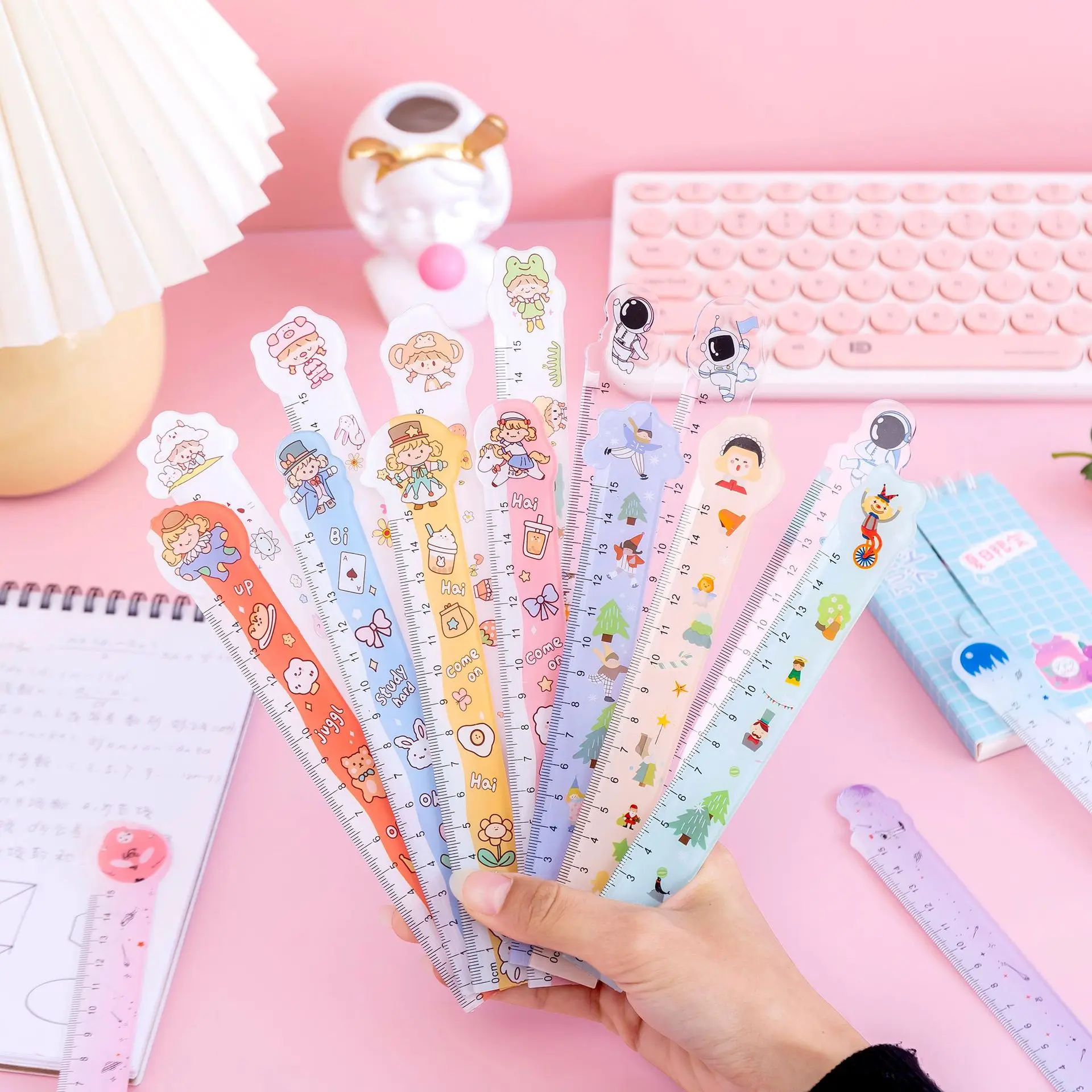 20 Pcs Cartoon Cute Acrylic Student Drawing Ruler /15cm/Creative Stationery/ Children Christmas Gift	Prize