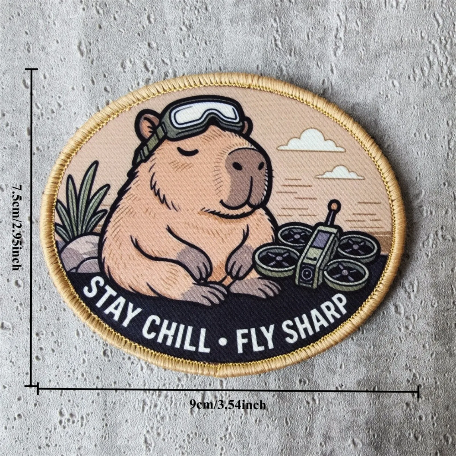 STAY CHILL CAPYBARA Tactical Morale Patch Hook Loop Drone Pilot Printed Badge Meme Animal Cloth Sticker for Backpack