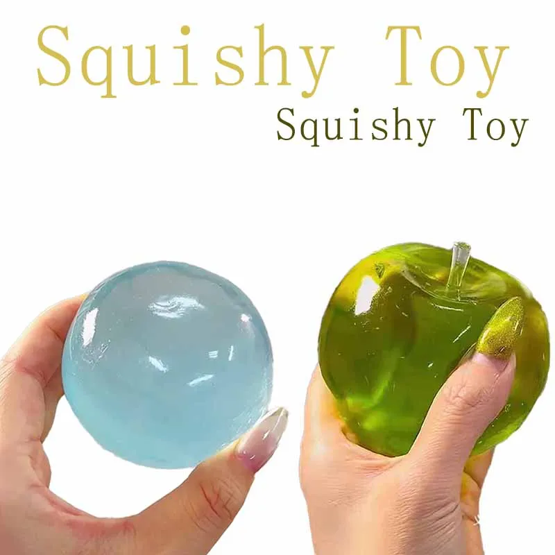 

Синий шарик, зеленое яблоко, игрушка-мальтоза, мягкая сенсорная игрушка-антистресс, прозрачная, медленно восстанавливающая форму, для расслабления после учебы