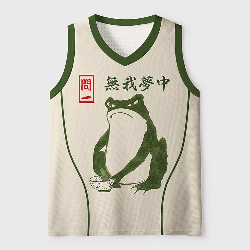 2026 new V-neck mesh basketball sports vest, Japanese ukiyo-e animal print sleeveless fitness muscle breathable sports jersey