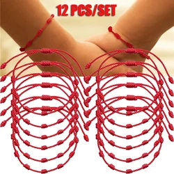 6/12PCS 7 Knots Red String Bracelet For Couple Protection Good Luck Amulet for Success Handmade Friendship Bracelet Lucky Bangle