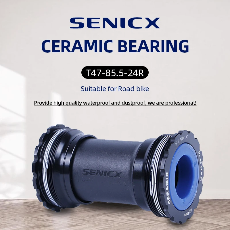 

SENICX T47 Thread Bottom Bracket Ceramic Bike Central Shaft Fit for Shimano / SRAM GXP Road Gravel Bike Hollow Crank Axis 24mm