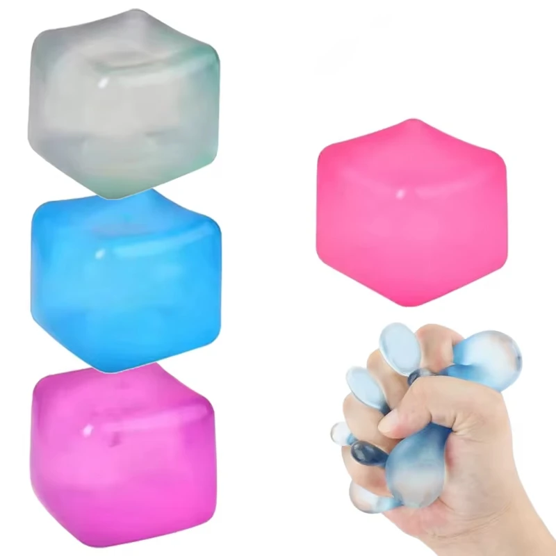 Mini Square Gel Ice Cube Kneading Music Slow Rebound Adult Vent Ball Simulation High-density Gel Decompression Block