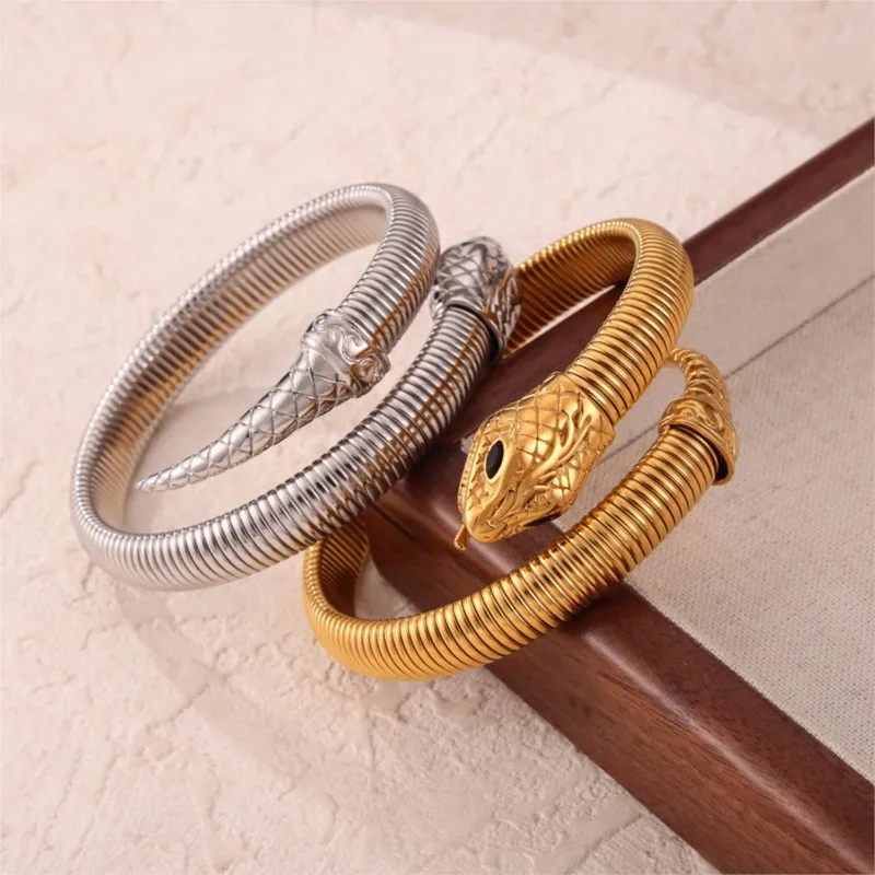 Snake Chain Bangles Bracelet For Women men Stainless Steel Gold Plated Waterproof Unisex Cuff Bangle Bracelets Couple Jewelry