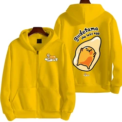 Gudetama męska bluza z kapturem na zamek wiosna jesień moda damska bluza 2025 nowy Casual Cartoon Anime kurtka dla par płaszcz ubrania