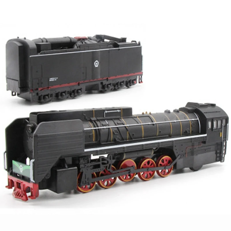 BAAA-Steam Train Locomotive Alloy Model Toy Cars Pull Back Sound Light Model Toys for Children