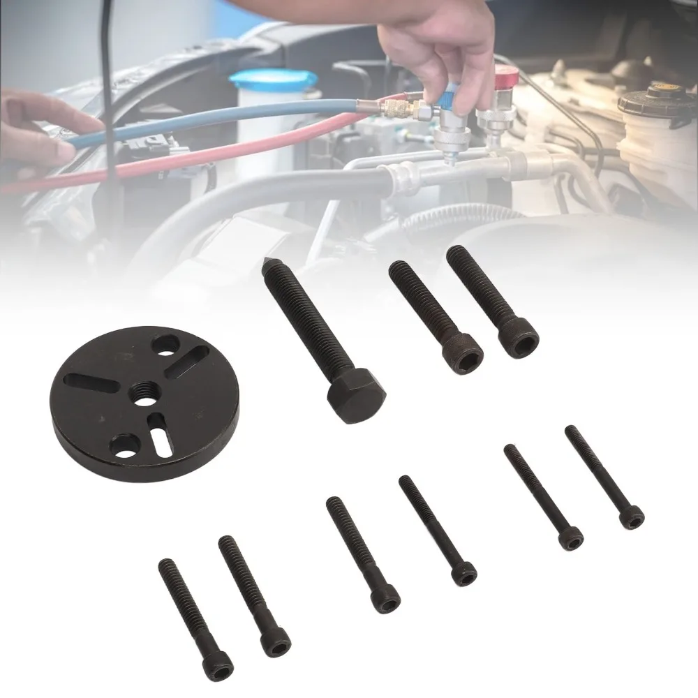 Stainless Steel & Iron AC Compressor Clutch Puller Multiple Thread Sizes Black Compressor Pulley Puller Heavy-Duty