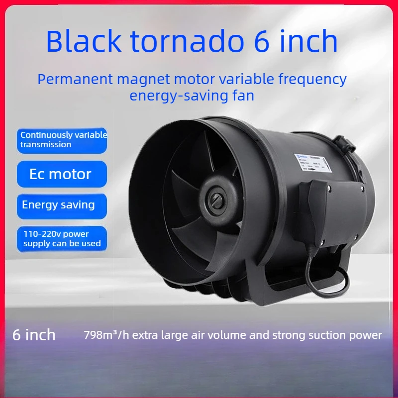 6 Inch Inline Booster Duct Fan with EC Motor,Speed Controller, 798m³/h,77w Diagonal Flow Frequency Duct Fan for Basement,Kitchen