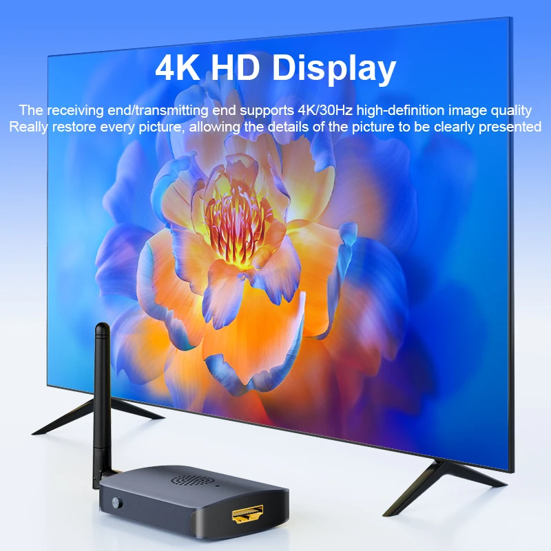 Wireless HD Transmitter and Receiver Audio Video Transmission kit 4K30Hz for Streaming Video/Audio to HDTV/Projector