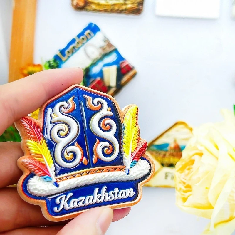 Kazakh Traditional Kalpak Fridge Magnet - 3D Felt Hat Souvenir Unique Nomadic Heritage Gift From Central Asia for Travel & Decor