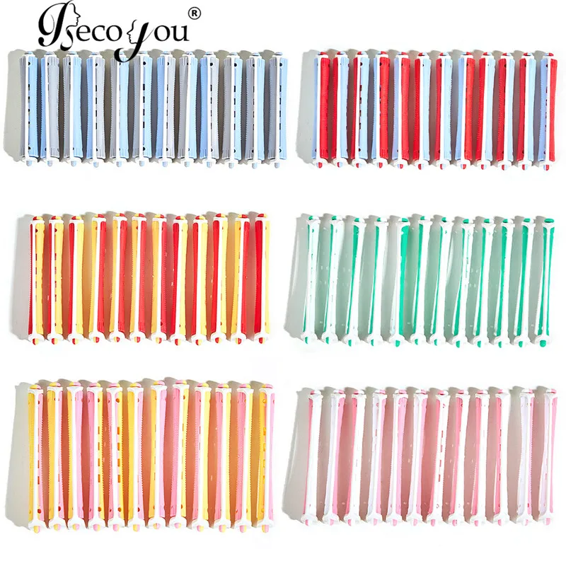 

72PCS Assorted Sizes Plastic Hair Curler Roller Perm Rods with Rubber Bands for Girls Women Home Beauty Salon Hair Styling Tools