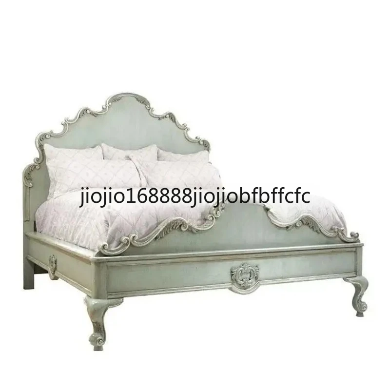 Suitable for rural neoclassical carved solid wood bed light luxury European  princess bed