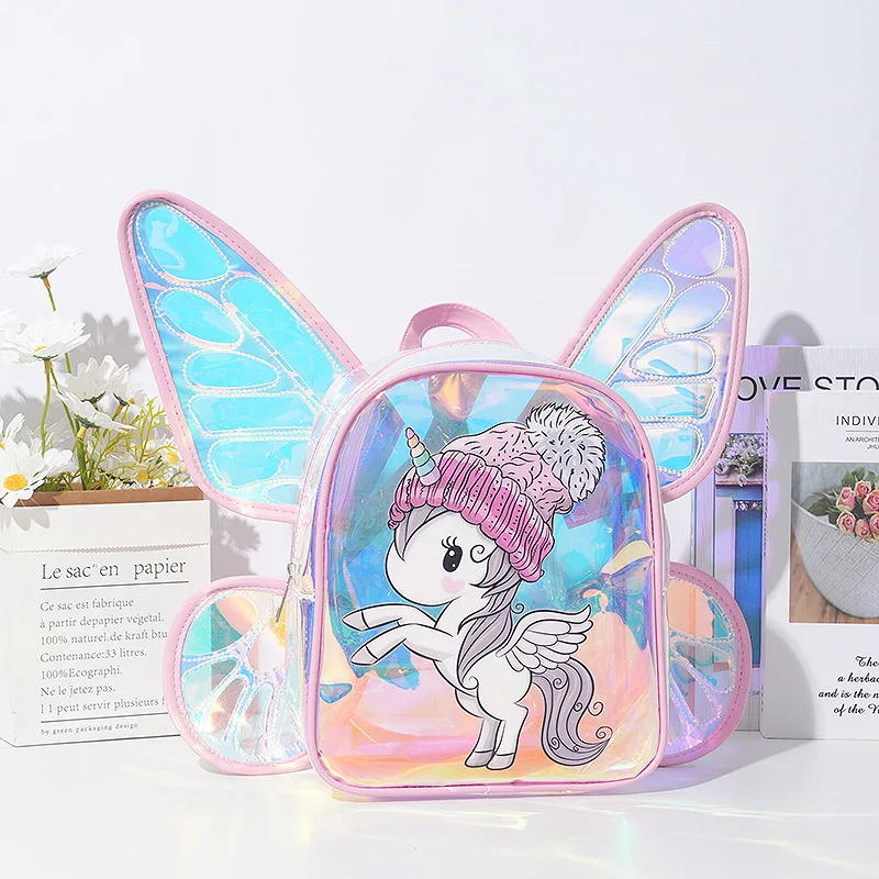 New Fashion Butterfly Wings Backpack Children\'s Backpack Cute Unicorn Transparent TPU Trendy Backpack