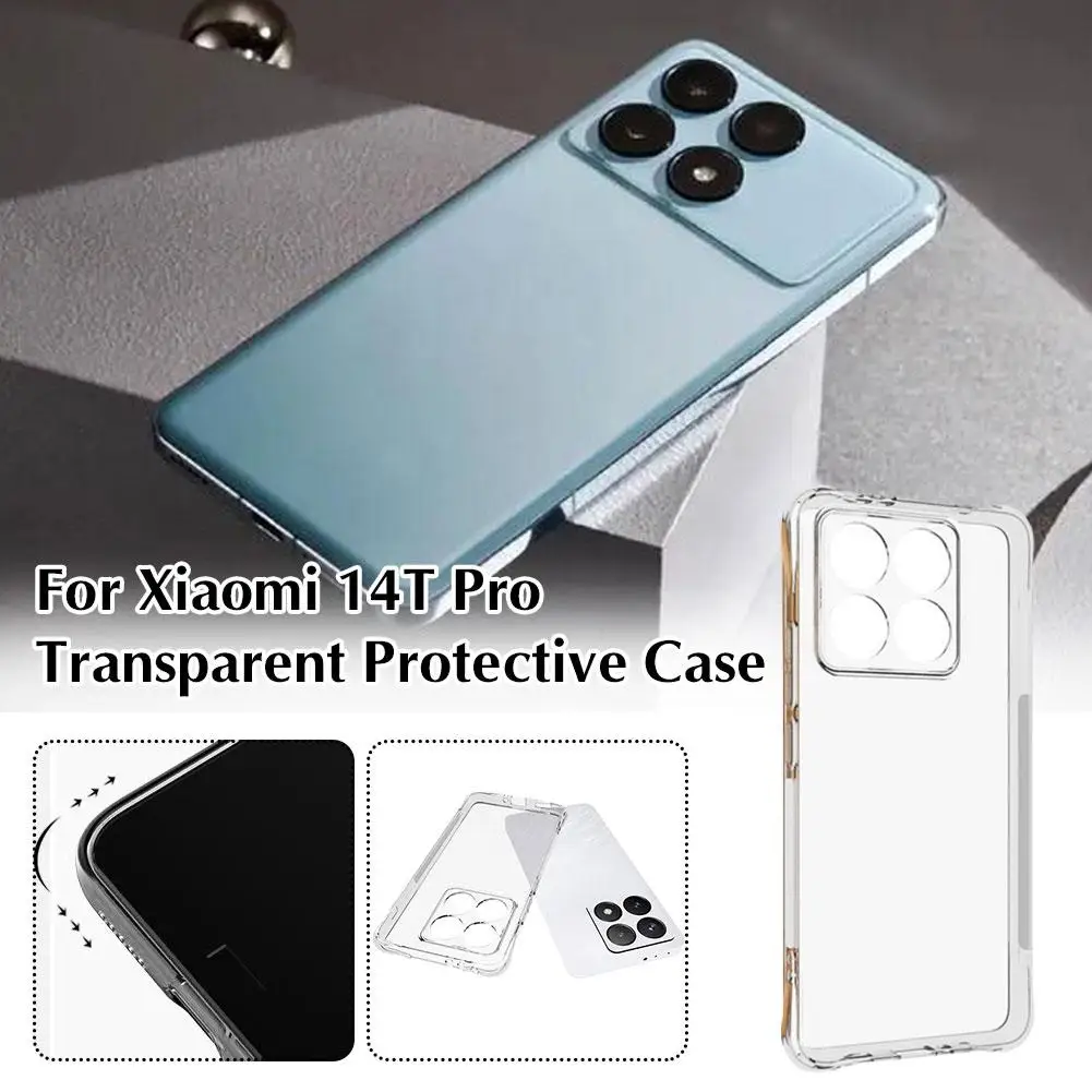 Casing cangkang kristal Z2S8 untuk Xiaomi 14T Pro, pelindung ponsel silikon lunak bening tahan guncangan TPU pelindung bumper