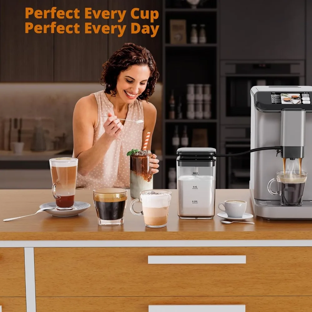 Máquina de café expresso automática, máquina de café com moedor, máquina de café expresso com batedor de leite automático, máquina de café com leite de 20 bar