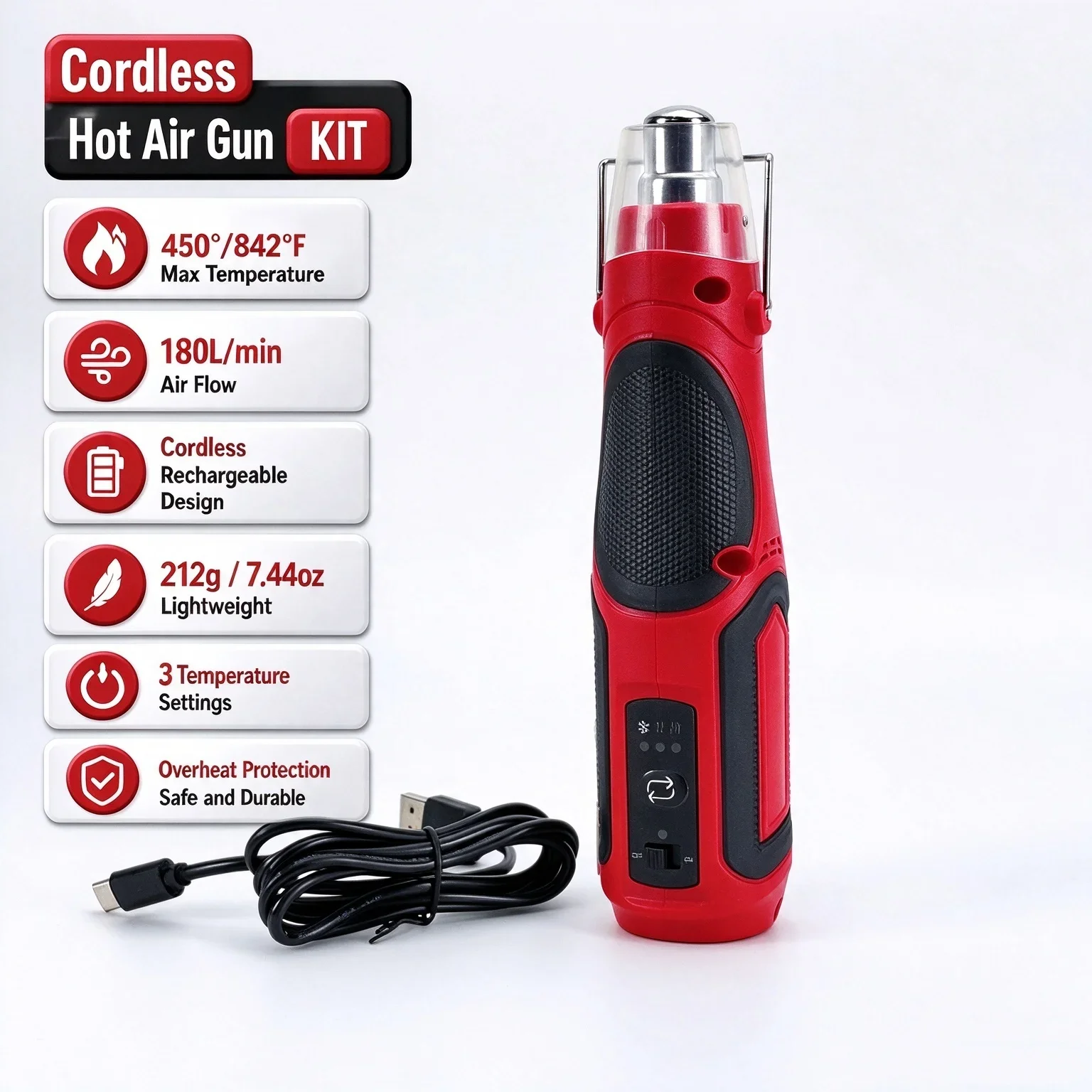 Rechargeable Handheld Heat Gun DIY Tool Hot Power Tool Welding Temperature Process Blower Cordless Mini Hot Air Gun