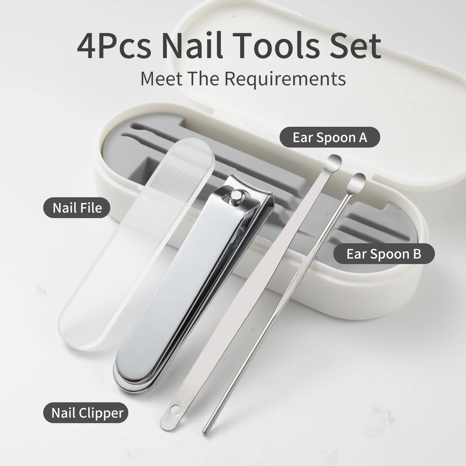 Set di tagliaunghie da 4 pezzi Set di lime per unghie in vetro nano con scatola di immagazzinaggio per strumento di cura personale per manicure per regalo da viaggio