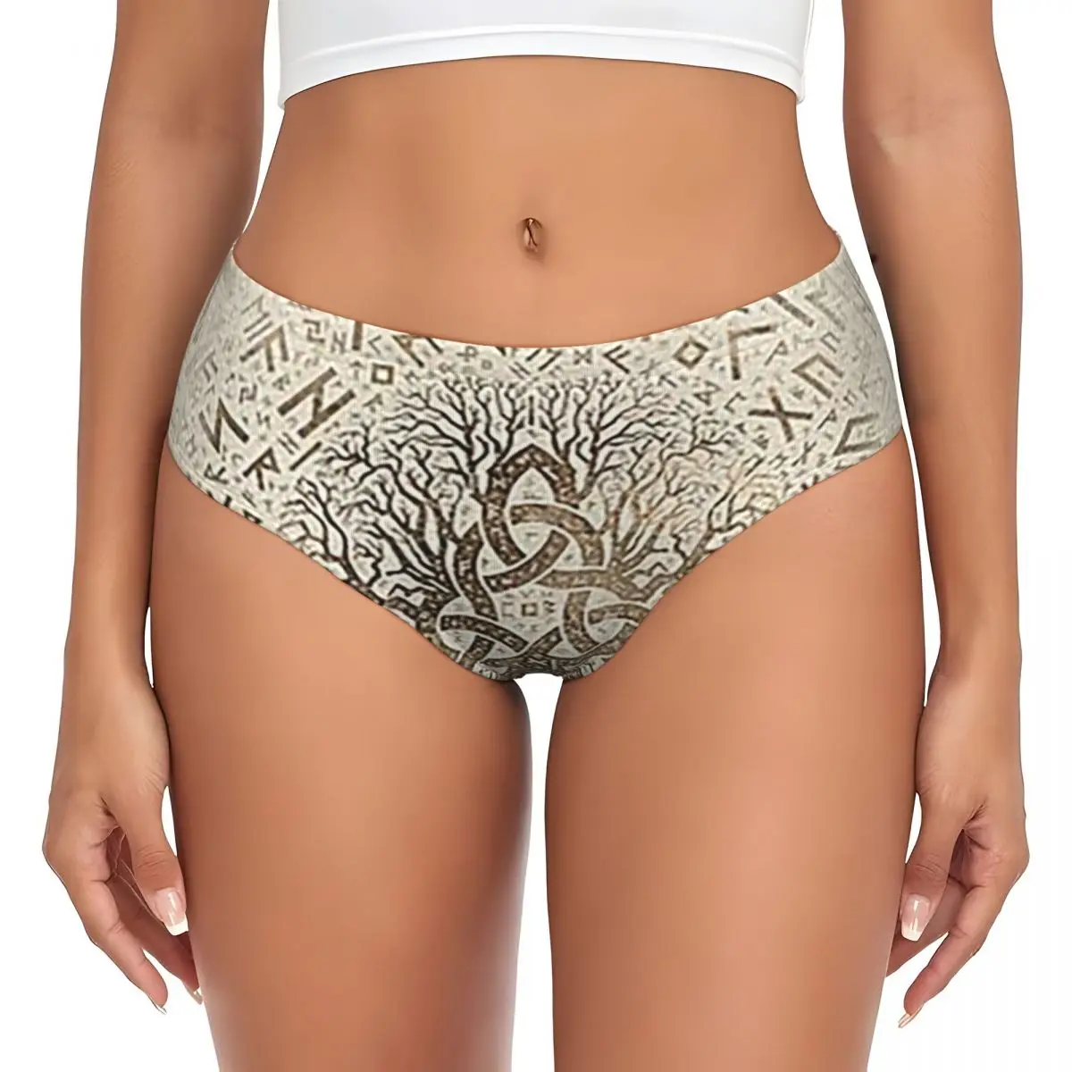 Custom Tree Of Life With Triquetra On Futhark Panties Briefs Women's Comfort Briefs Underwear Breathable Female Underpants