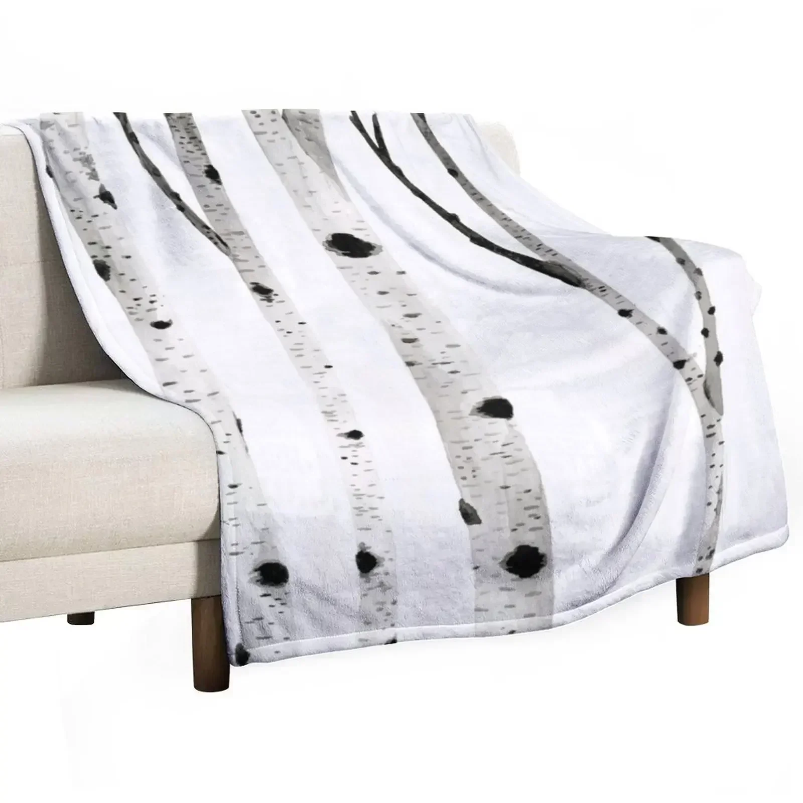 

Ink Birch Trees Throw Blanket decorative Hair Blankets