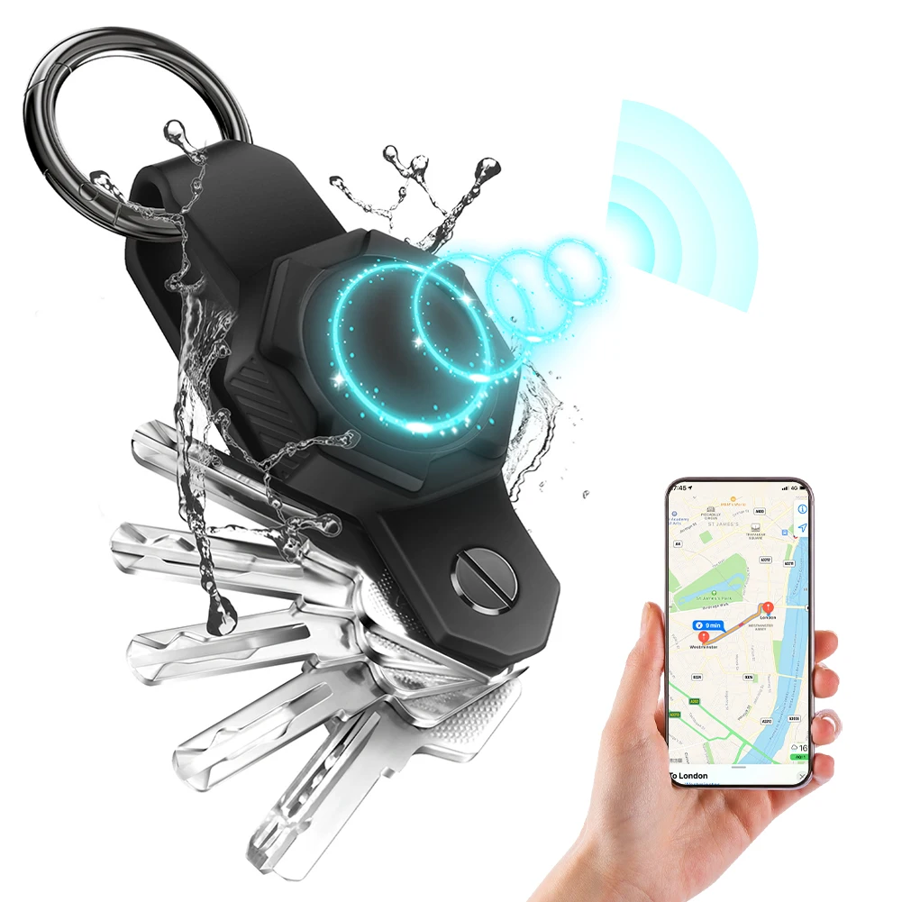 

Защитный чехол для Apple AirTag, водонепроницаемый чехол-держатель для ключей, чехол с защитой от потери и органайзером для ключей