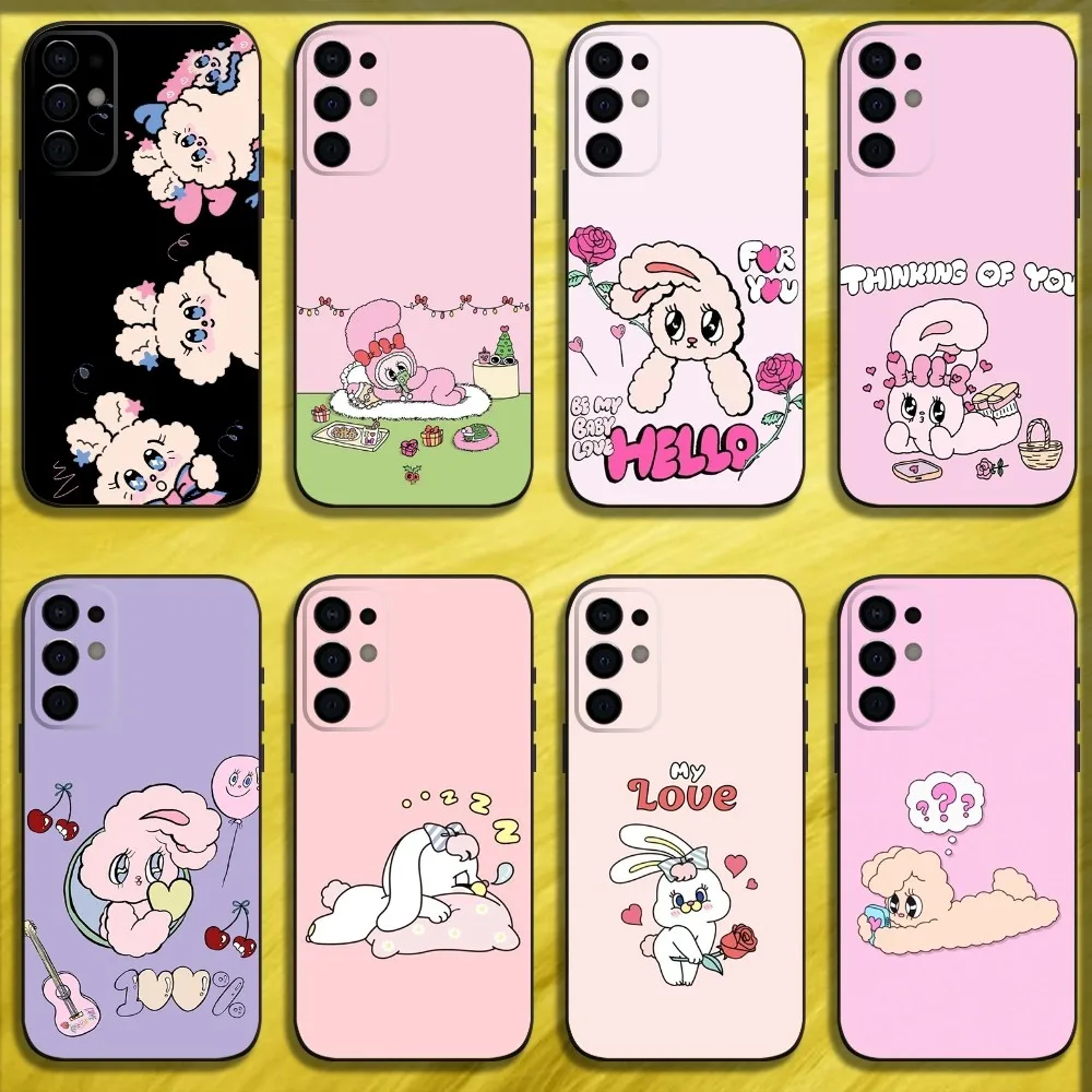 

Cute Bunny E-Esther Phone Case For Samsung S24,S21,S22,S23,S30,Ultra,S20,Plus,Fe,Lite,Note,10,9,5G Black Soft Cover