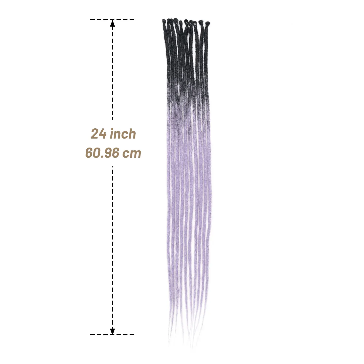 Synthetic Dreadlock Extensions 24 Inch 10 Strands 0.6cm Width Hippie Dreads Ombre Color Loc Extensions Reggae Style Crochet Hair