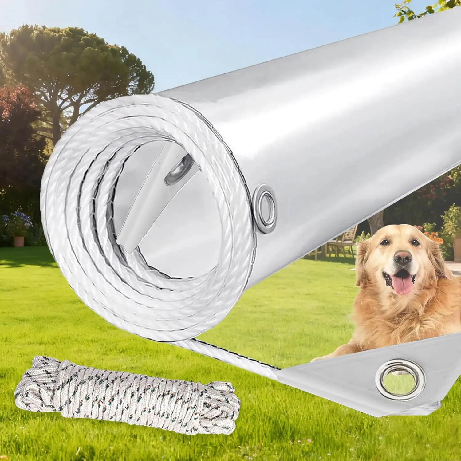 

Clear PVC Tarps Heavy Duty, Waterproof Windproof with Grommets & Ropes for Outdoor Use (6' x 10')