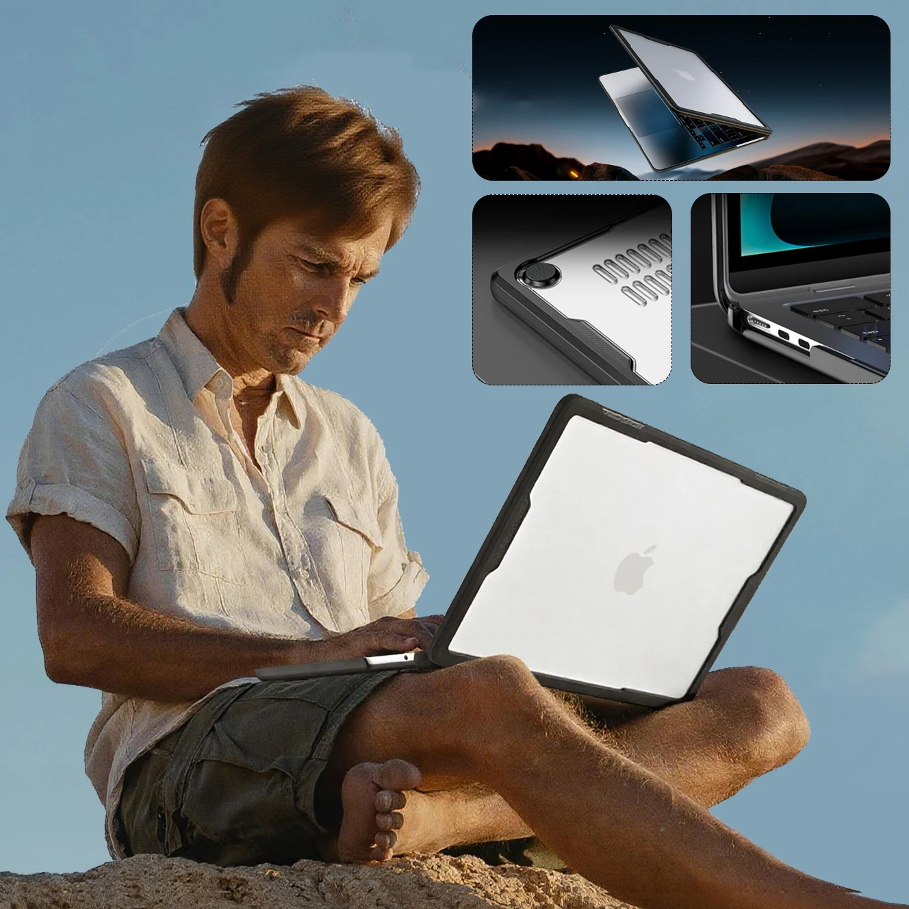 For MacBook Air 13 inch Case M4 2025 2024-2022 M3 M2 A3240 A3113 A2681, Thickened Edge, Heavy Sturdy TPU Bumper For Mac Air 13.6