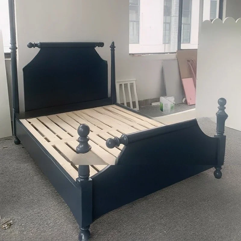 American Children's Bed Neoclassical Solid Wood Double Carved