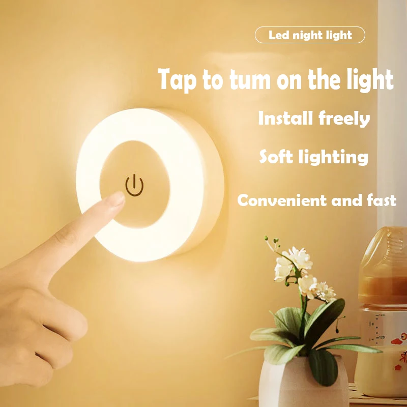 Bedroom Wardrobe Lighting Touch Control Night Light Kitchen Refrigerator LED Cabinet Light USB Powered Closet Light