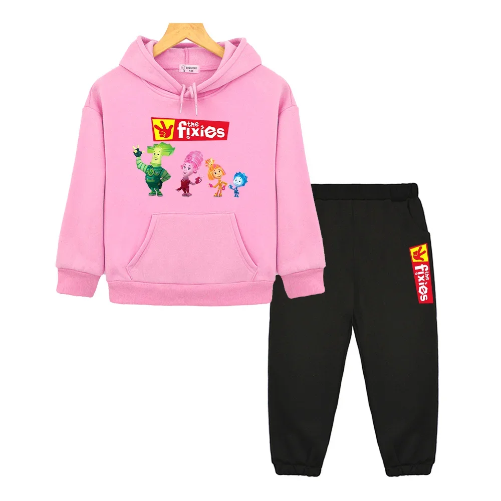 

The Fixies Cute Print Hoodie Sets Comfortable Kawaii Cartoon Children Sweatshirts Autumn Casual Fleece Warm Pullovers Clothing