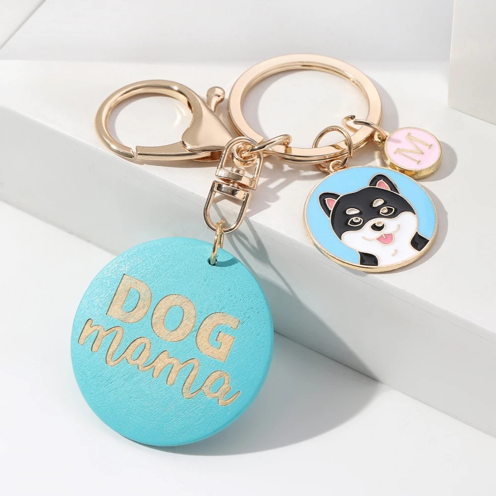 1Pc Cute Cartoon Dog Pendant Dog Mom Wooden Tag Pendant Keychain, Suitable for Dog Lovers to Wear on a Daily basis