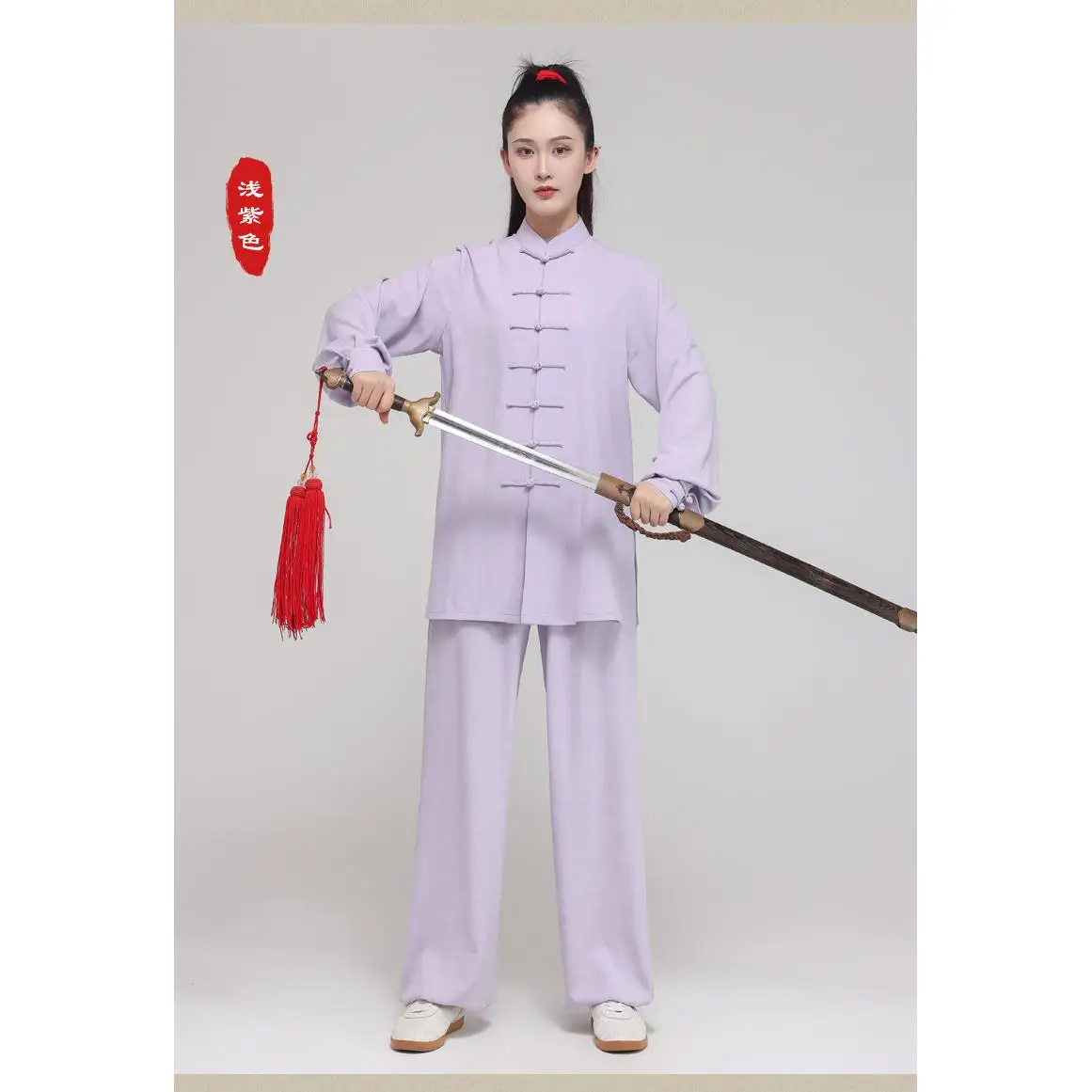 New Unisex Chinese Style Tai Chi Suit, Stretch Cotton Long Sleeve Performance Set for Spring/Summer/Autumn Practice