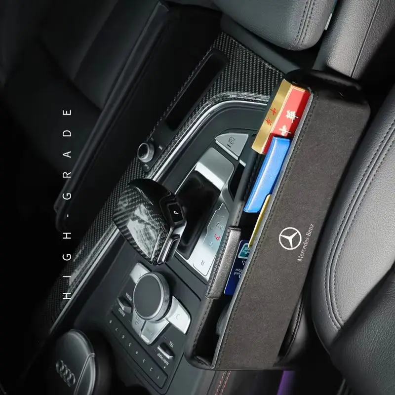 for Mercedes Benz Car Logo Seat Gap Organizer Box Storage Bag W204 W205 W203 W211 W212 W213 W201 W210 W124 W126 CLA CLK CLS GLA view 2