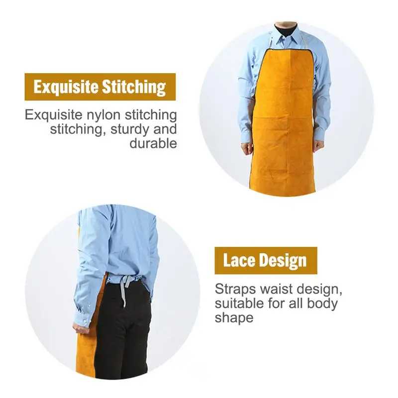 Cowhide Blacksmith Apron Heavy Duty Leather Welding Apron For Fire Resistant Car Repair Work Welders Flame Resistant