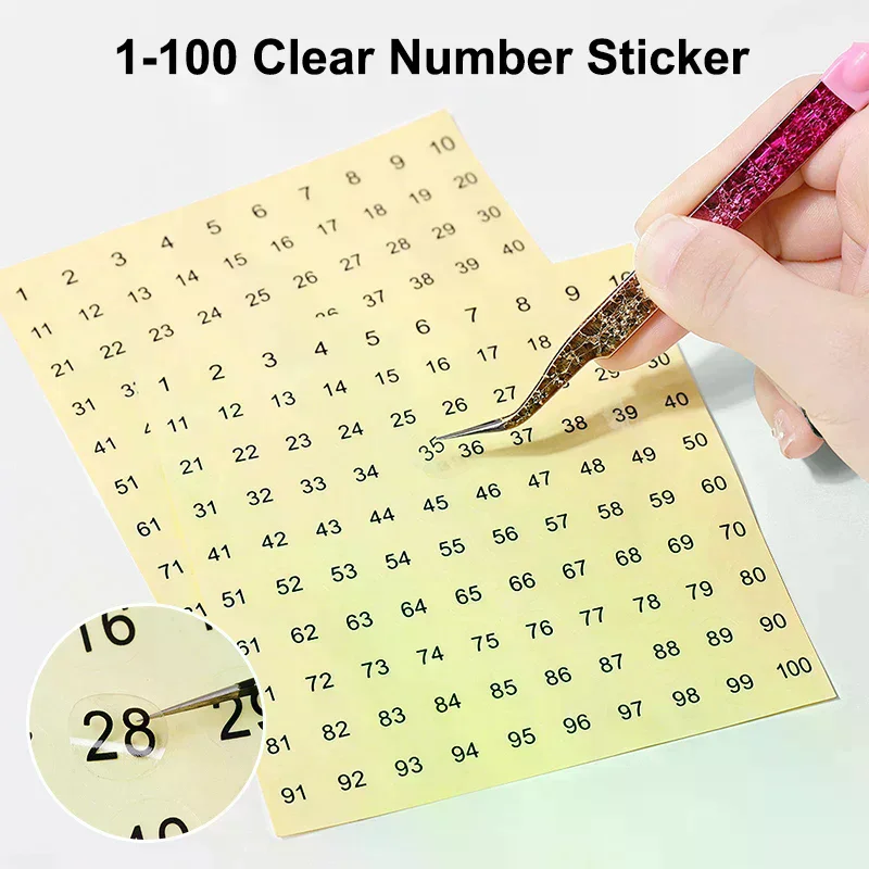 3Sheets 1-100 Clear Number Sticker Label For Nail Polish Color Gel Varnish Marking Numbering Digital Label Manicure Tool