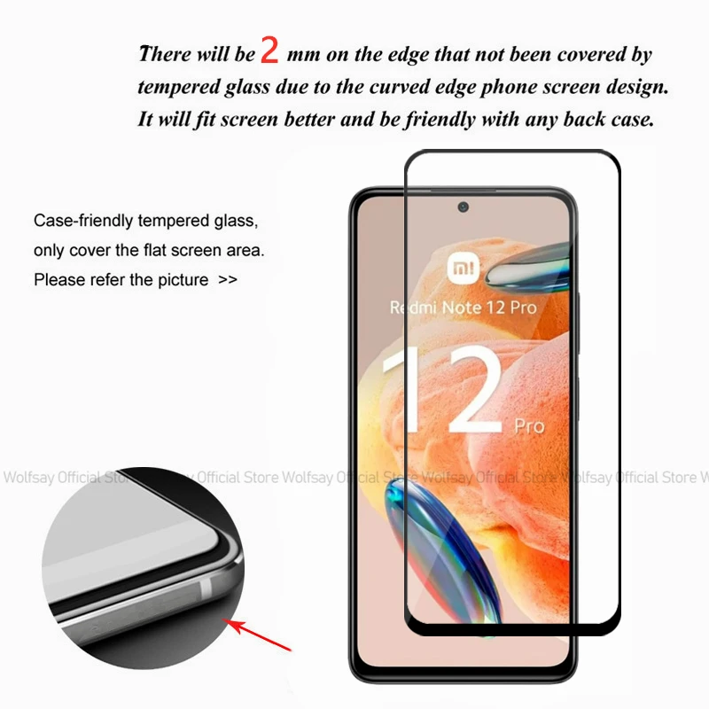 2/4PCS Tempered Glass For Xiaomi Redmi Note 12 Pro 4G Screen Protector Xiaomi Redmi Note 12 Pro 4G Full Glue Cover Phone Film