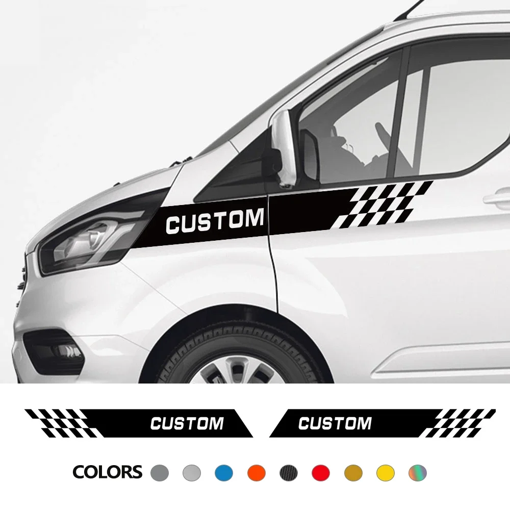 2Pcs/Lot Car Stickers Camper Sport Styling Stripes Vinyl Decals For Ford Transit Custom Tourneo MK7 MK8 Tuning Accessories