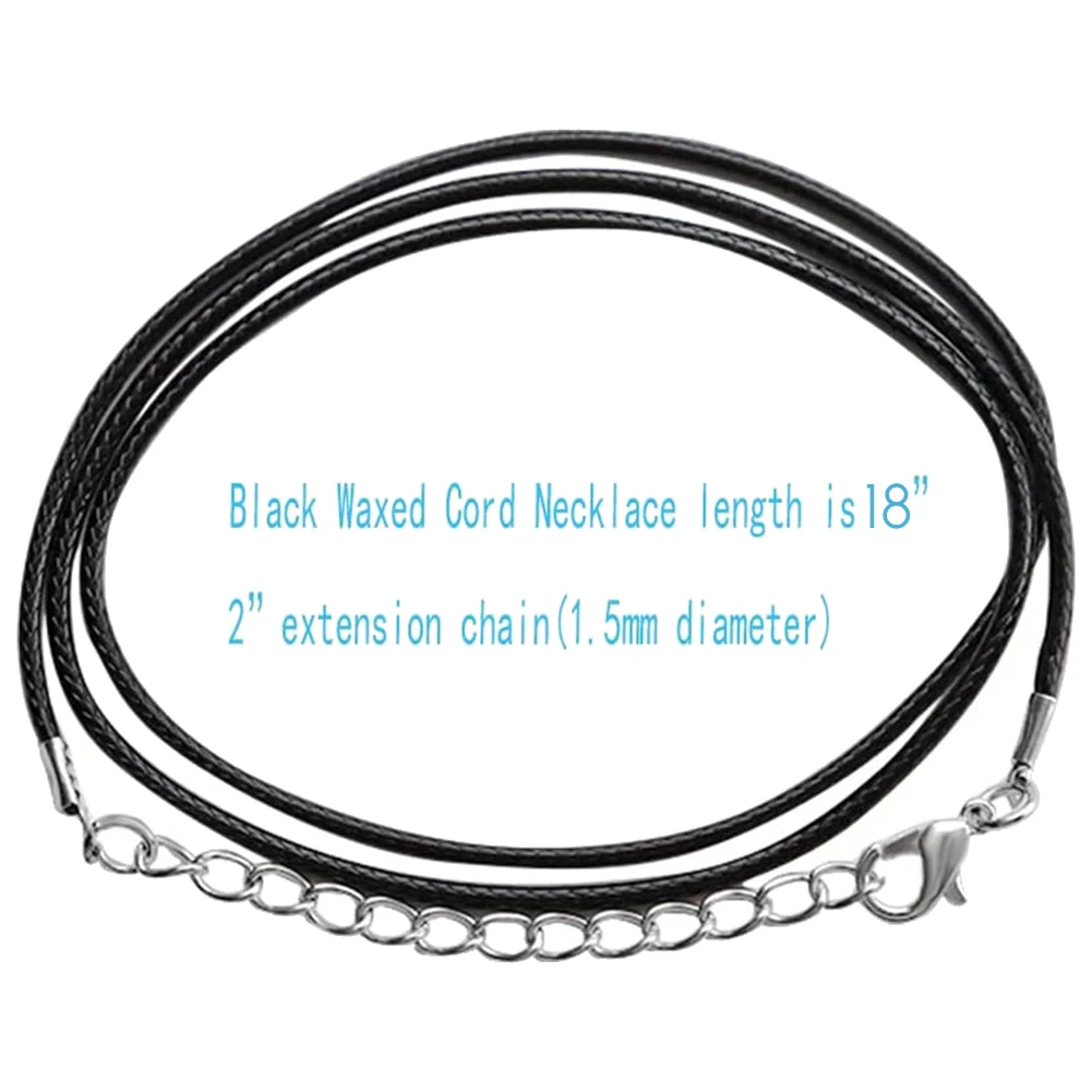 100Pcs 18Inch 1.5mm Black Wax Cord Necklace Rope Bracelet Faux Leather Cord Buckles Bulk for Jewelry Making