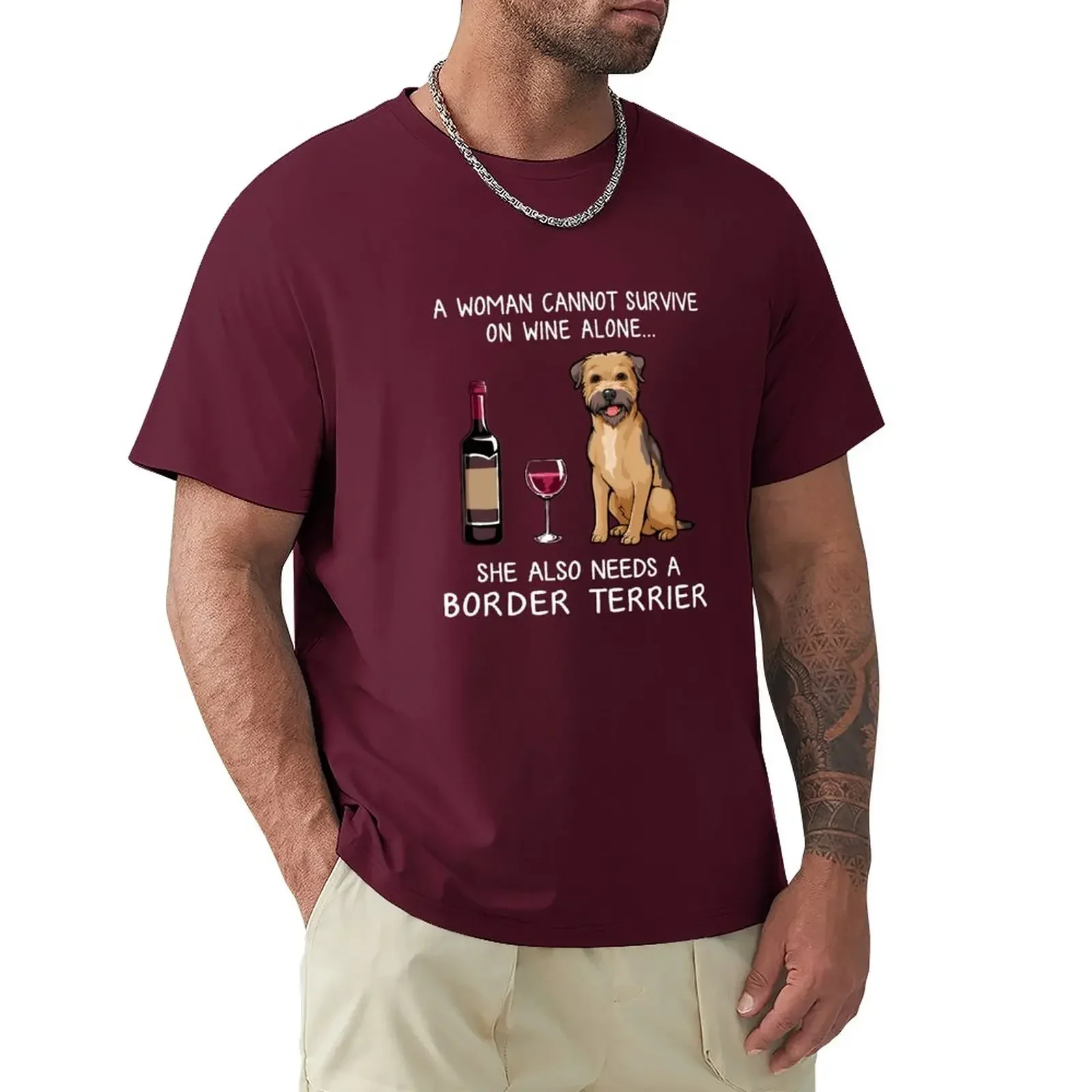 Clay Pigeon Shooting Trap Skeet Shooting Gifts T-Shirt Border Terrier and wine Funny dog T-Shirt summer clothes t shirts