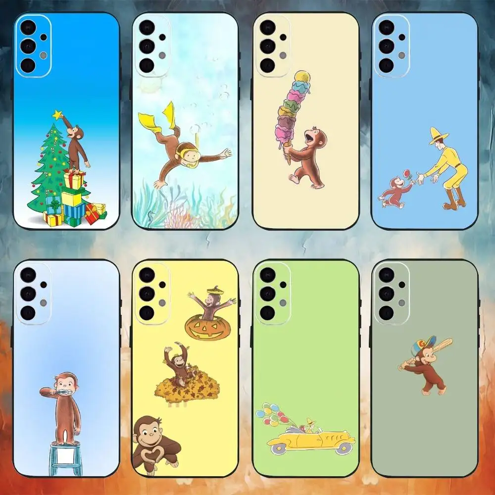 

Mokey C-Curious G-George Phone Case For Samsung S25,S24,S21,S22,S23,S30,Ultra,S20,Plus,Fe,Note,10,9,5G Black Cover